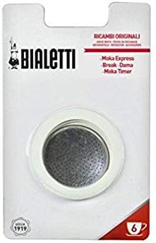 Bialetti Moka Express 6 Cup Replacement Filter And 3 Gaskets , White