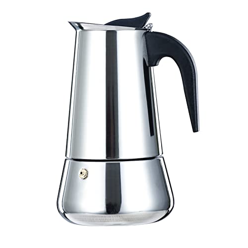  Stovetop Espresso Maker Stainless Steel Italian Coffee Maker Moka Pot Induction-Capable Moka Coffee Machine Cafe Percolator Maker, Silver (12-Cups, 20oz/600ML)-Mother's Day Gifts