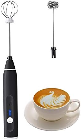  Fmelut Electric Milk Frother With Double Whisks, USB Rechargeable Electric Foam Maker, 2 In 1 Hand-held Battery Operated Milk Foamer For Coffee, Latte, Cappuccino, Egg Whipping(Silver)