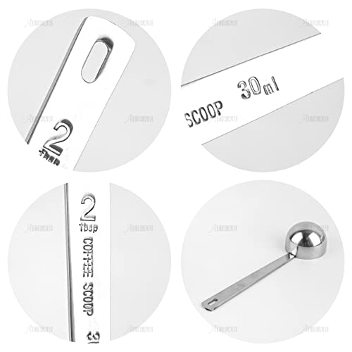  , 2 Pack Coffee Measuring Scoop 304 Stainless Steel Spoon 2 Tablespoon Spoons Kitchen Scoops With Long Handle For For Home Coffee Milk Tea Sugar Powder Silver 30ml