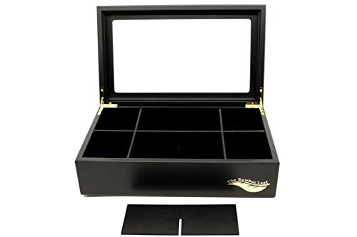  X Storage Organizer For Tea Collections, 8 Compartments W/Glass Window (Black)