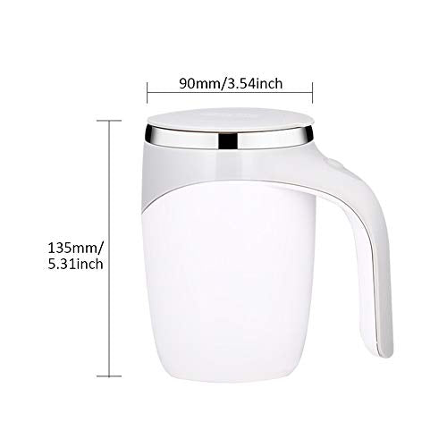  Electric Stirring Coffee Mug, Self Stirring Mug Rotating Home Office Travel Mixing Cup, Funny Electric Stainless Steel Self Mixing Coffee Tumbler, Suitable For Coffee, Milk, Cocoa(White)
