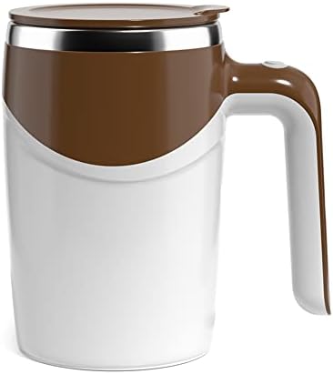  Automatic Magnetic Stirring Coffee Cup, Self Stirring Mug Auto Self Mixing Stainless Steel Cup For Coffee Tea Hot Chocolate Milk Mug Fit Home Office Travel (Not Include Battery)-Light Grey