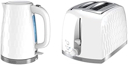 Black & Decker Honeycomb Collection Rapid Boil 1.7L Electric Cordless Kettle With Premium Textured Finish, White, KE1560W