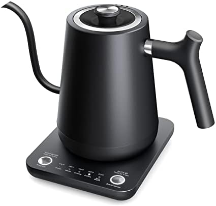  Gooseneck Electric Tea Kettle Pour-Over Kettle For Coffee, With 5 Variable Presets, 100% Stainless Steel Inner, With Keep Warm And Mute Function 0.8L, 1000W Quick Heating, Matte Black