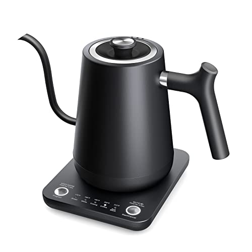  Gooseneck Electric Tea Kettle Pour-Over Kettle For Coffee, With 5 Variable Presets, 100% Stainless Steel Inner, With Keep Warm And Mute Function 0.8L, 1000W Quick Heating, Matte Black