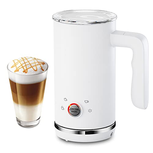  Milk Frother, Upgraded 4-in-1 Electric 10.1oz/300ml Automatic Steamer For Coffee Latte Cappuccinos Mochas Hot Chocolate, And Cold Frother Warmer 120V, White (MK1000)