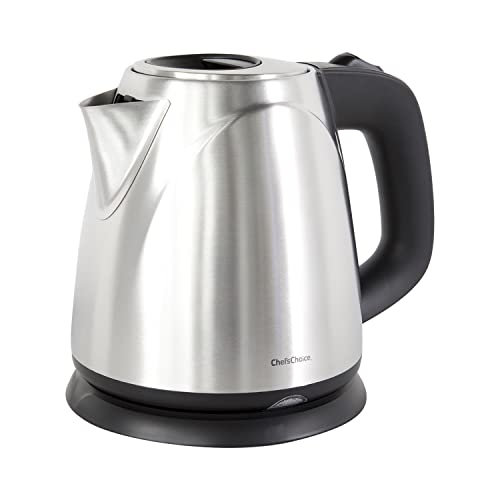 'sChoice 673 Cordless Compact Electric Kettle In Brushed Stainless Steel Features Boil Dry Protection And Auto Shut Off Easy Pour, 1-Liter, Silver