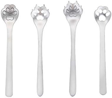  Cooking Spoon Coffee Spoon 5PCS Stainless Steel Stirring Spoon Mini Slotted Spoon Paw Shape Dessert Spoon Rainbow Coffee Spoons Espresso Beverage Drink Stirrer Ice Cream Spoon Serving Spoon