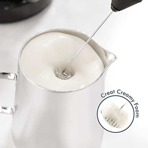  Ctric Milk Frother Handheld, Battery Operated Whisk Beater Foam Maker For Coffee, Cappuccino, Latte, Matcha, Hot Chocolate, Mini Drink Mixer, No Stand, Black