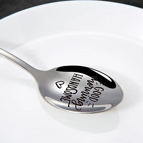  Good Morning Handsome Funny Spoon, Birthday Gift, Gift Basket Ideas, Coffee Lover, Boyfriend Gifts, Valentines Gift, Anniversary Spoon Gifts