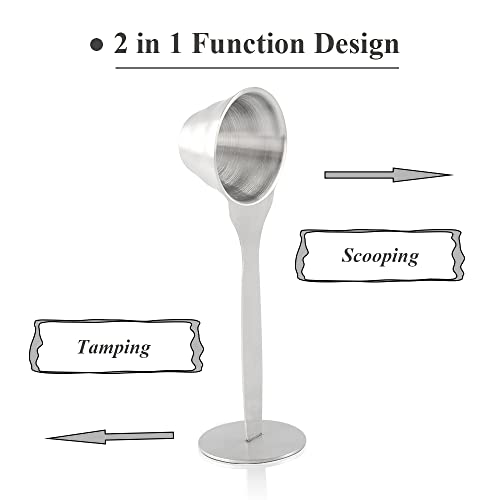  Spresso Scoop With Tamper 51mm - CAFEMASY Stainless Steel 10g Coffee Grounds Measure Scoop Spoon With Flat Bottom Espresso Portafilter Tamper