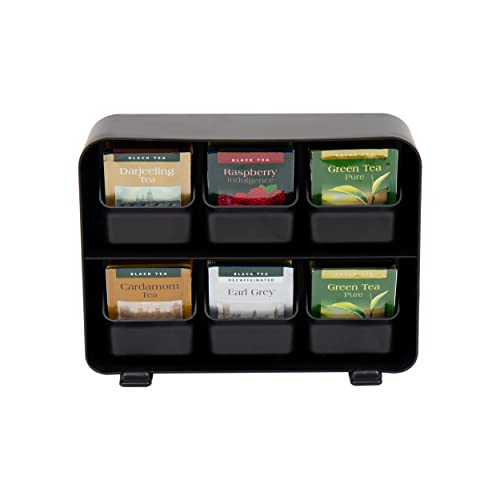  6 Drawer Tea Bag Holder And Organizer, Black