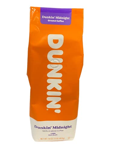  Ground Coffee 1 LB. Bag Multi Pack (Dunkin' Midnight Dark Roast, Three Pack)
