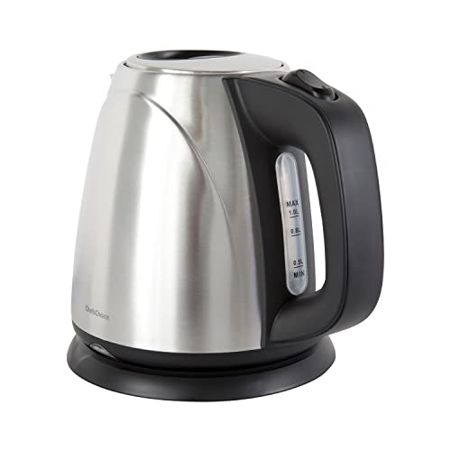  'sChoice 673 Cordless Compact Electric Kettle In Brushed Stainless Steel Features Boil Dry Protection And Auto Shut Off Easy Pour, 1-Liter, Silver