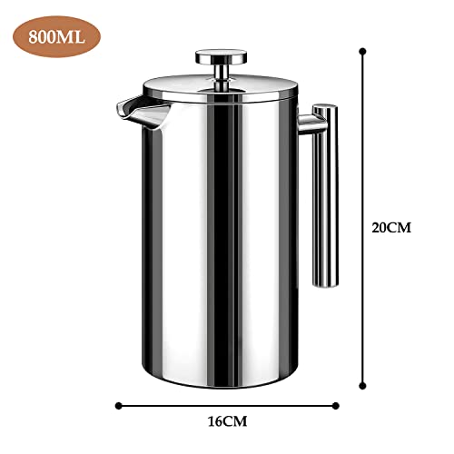  ® 800 Ml Stainless Steel Insulated Coffee Tea Maker With Filter Double Wall (Silver)