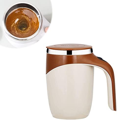  Electric Mixing Cup, Automatic Magnetic Stirring Coffee Mug, USB Charging Reusable Rotating Home Office Travel Mixing Cup, Stainless Steel Self Mixing Coffee Tumbler (White)