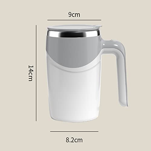 Automatic Magnetic Stirring Coffee Cup, Self Stirring Mug Auto Self Mixing Stainless Steel Cup For Coffee Tea Hot Chocolate Milk Mug Fit Home Office Travel (Not Include Battery)-Light Grey