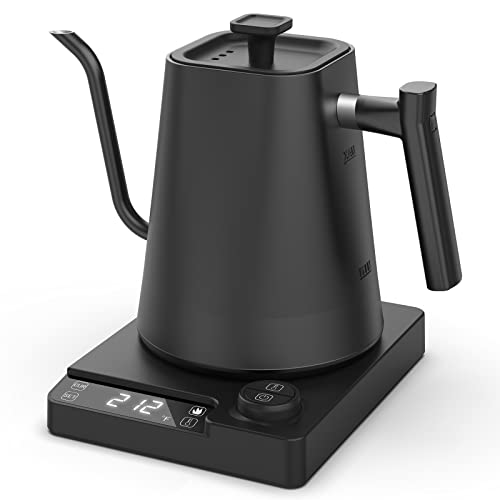  Gooseneck Electric Kettle, Gooseneck Kettle For Coffee And Tea,0.9L Temperature Control Tea Kettles 1200W Rapid Heating Auto Shutoff Anti-dry Coffee Kettle Black
