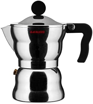 Alessi AAM33/3 Moka Stove Top Espresso 3 Cup Coffee Maker In Aluminium Casting Handle And Knob In Thermoplastic Resin, Black