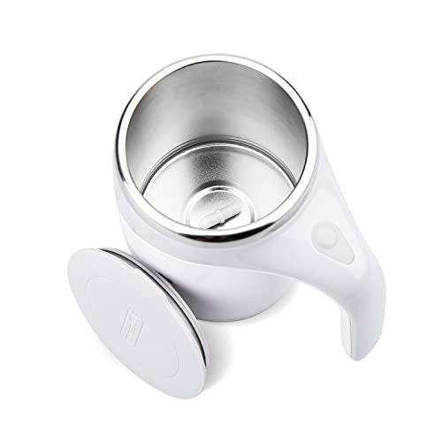  Automatic Magnetic Stirring Coffee Mug, Self Stirring Mug Magnetic Stirring Cup Rotating Home Office Travel Mixing Cup Suitable For Coffee/Milk/Tea/Hot Chocolat (White)