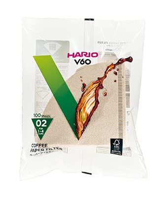  10Set X Hario 02 100-Count Coffee Natural Paper Filters, 10 Pack Value Set (Total Of 1000 Sheets) By Hario