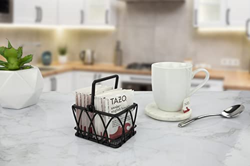  Twist Sugar & Sweetener Holder Sugar Packet Basket, Coffee Accessories For Restaurants & Homes, Tea Bag Holder & Coffee Station Organizer, Black