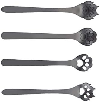  Cooking Spoon Coffee Spoon 5PCS Stainless Steel Stirring Spoon Mini Slotted Spoon Paw Shape Dessert Spoon Rainbow Coffee Spoons Espresso Beverage Drink Stirrer Ice Cream Spoon Serving Spoon