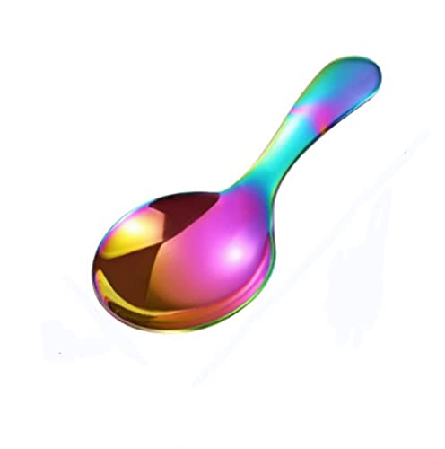  Color Short Handle Dessert Spoon Stainless Steel Sugar Salt Spice Spoon Condiment Tea Coffee Scoop Small Kids Spoon Kitchen Tools (color), 9*4.5CM