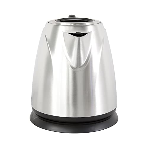  'sChoice 673 Cordless Compact Electric Kettle In Brushed Stainless Steel Features Boil Dry Protection And Auto Shut Off Easy Pour, 1-Liter, Silver