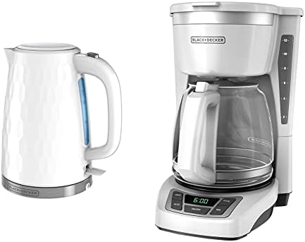 Black & Decker Honeycomb Collection Rapid Boil 1.7L Electric Cordless Kettle With Premium Textured Finish, White, KE1560W