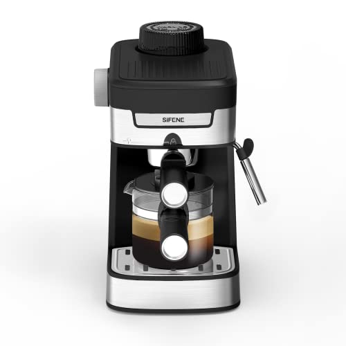  Espresso Machine, 3.5 Bar 4 Cup Steam Espresso Machine,Professional Compact Espresso And Cappuccino Maker With Milk Frother And Carafe For Espresso, Cappuccino, Latte And Mocha