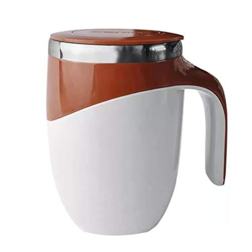  Self Stirring Mug, 304 Stainless Steel Automatic Magnetic Stirring Coffee Mug With Lid For Home Office Travel 380ML(Brown)