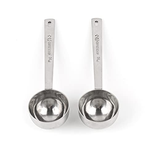  , 2 Pack Coffee Measuring Scoop 304 Stainless Steel Spoon 2 Tablespoon Spoons Kitchen Scoops With Long Handle For For Home Coffee Milk Tea Sugar Powder Silver 30ml