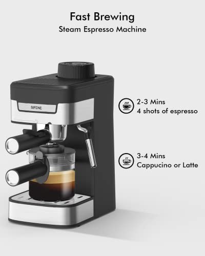  Espresso Machine, 3.5 Bar 4 Cup Steam Espresso Machine,Professional Compact Espresso And Cappuccino Maker With Milk Frother And Carafe For Espresso, Cappuccino, Latte And Mocha