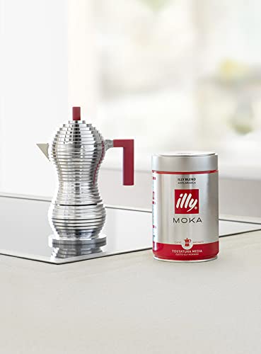 Alessi MDL02/6RFM Pulcina Espresso Coffee Maker, 6 Cups, Red