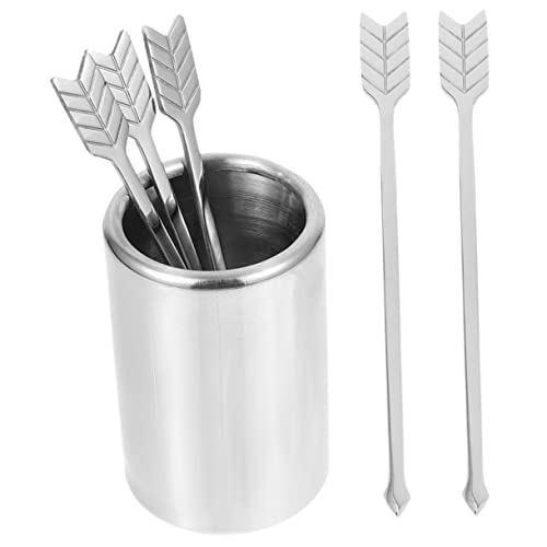  1 Set Concentrated Coffee Mini Coffee Glass Stir Sticks Ice Tea Spoon Salad Forks Condiment Spoon Coffee Stirrer Holder Stir Sticks For Cocktails Stainless Steel Coffee Stir Sticks