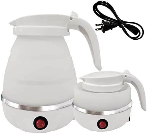  Foldable Portable Electric Kettle With Food Grade Silicone, 9 Mins Fast Water Boiling Tea Pot Coffee Pot For Camping Or Travel, Collapsible Kettle With Separable Power Cord 110V US Plug 600ML Blue