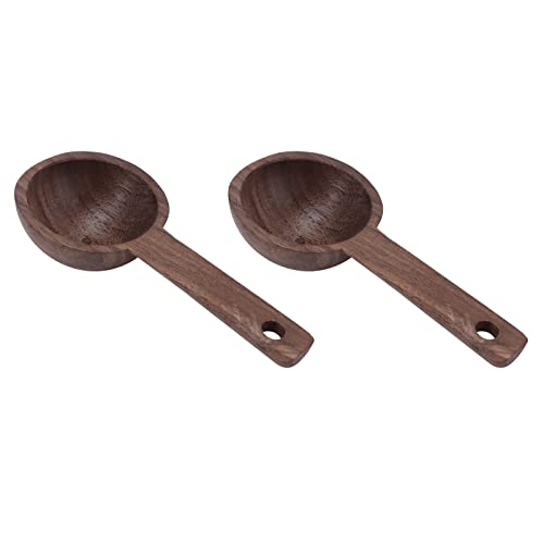  Coffee Scoop, Wooden Measuring Spoon Walnut Teaspoon Coffee Accessories Coffee Bean Measuring Spoon For Coffee Tea Sugar Dlour Spices(2)