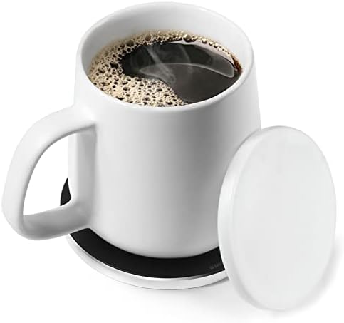  Auto On/Off Gravity-Induction Coffee Mug With Intelligent Temperature Control 113°F/45°C Cup Warmer Self-Heating With Wireless Charging Function Gifts For Home Office (Mug Included) Blue