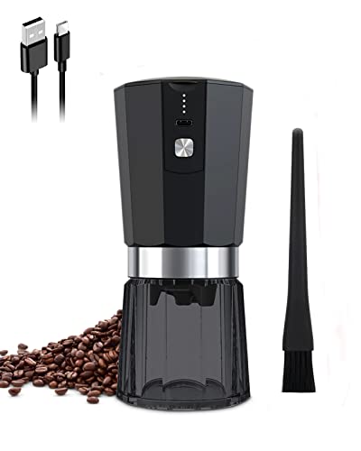  Small Electric Conical Burr Coffee Grinder, One-touch Portable Ceramic Burr Grinders For Coffee Beans With Adjustable Burr And Removable Chamber, Type-C Rechargeable Coffee Bean Grind, Travel