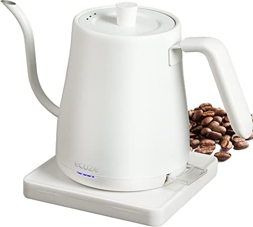  CUZE Gooseneck Electric Kettle, Pour Over Coffee And Tea Kettle, 100% Stainless Steel Inner With Leak Proof Design, 1000W Rapid Heating 0.8L (Wood Handle)