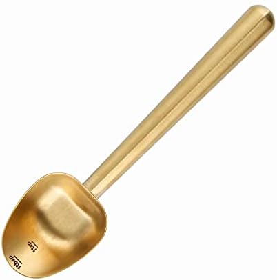  Stainless Steel Long Hollow Handle Coffee Scoop,7g Measuring Spoon For Ground Coffee And Loose Leaf Tea, Rose Gold-Black