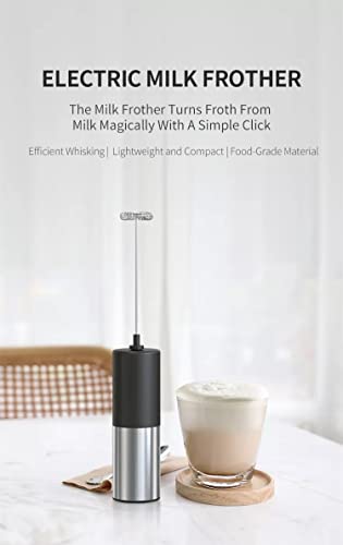 GENERIC Handheld Milk Frother, Electric Battery Operated Foam Maker With Stainless Steel Whisk, Mini Hand Mixer And Milk Foamer For Coffee Latte Cappuccino Hot Chocolate, Portable And Quiet