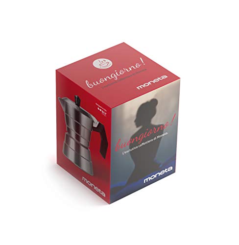  Alluflon Buongiorno Coffee Maker, 6 Cups, Aluminium
