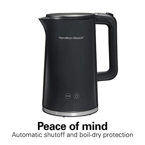 Hamilton Beach Digital Temperature Control Electric Tea Kettle, Hot Water Boiler & Heater 1.7L, 5 Preset Modes + Keep Warm, Fast Boil 1500 Watts, BPA Free, Cool-Touch Stainless Steel Exterior, Black