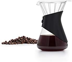  Pour Over Coffee Maker With Double Layer Stainless Steel Filter, Silicone Lid, Coffee Dripper Brewer, Heat Resistant Borosilicate Pour Over Carafe, 24 Ounce 