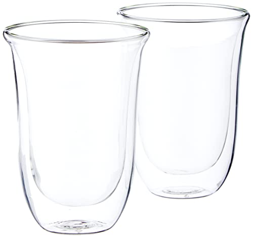 De'Longhi ECP3420 Bar Pump Espresso And Cappuccino Machine, 15", Black & DeLonghi Double Walled Thermo Latte Glasses, Set Of 2, 2 Count (Pack Of 1), Clear