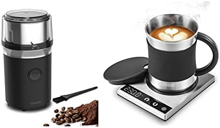  Coffee Mug Warmer & Mug Set, Beverage Cup Warmer For Desk Home Office Use, Coffee Gifts, Electric 24 Watt, Touch Tech & LCD Digital Display, 304 Stainless Steel, 17 Oz, Mug Lid