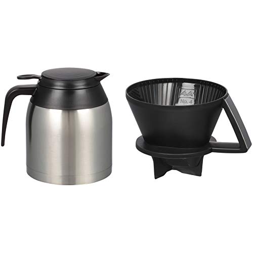 Melitta Pour-Over Coffee Brewer & Stainless Steel Carafe Set With Coffee Filters, 60 Ounce Set